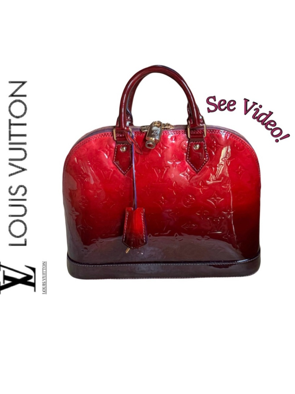 LOUIS VUITTON Ombré Magenta “Dégradé" (Gradient) Monogram Vernis Alma PM